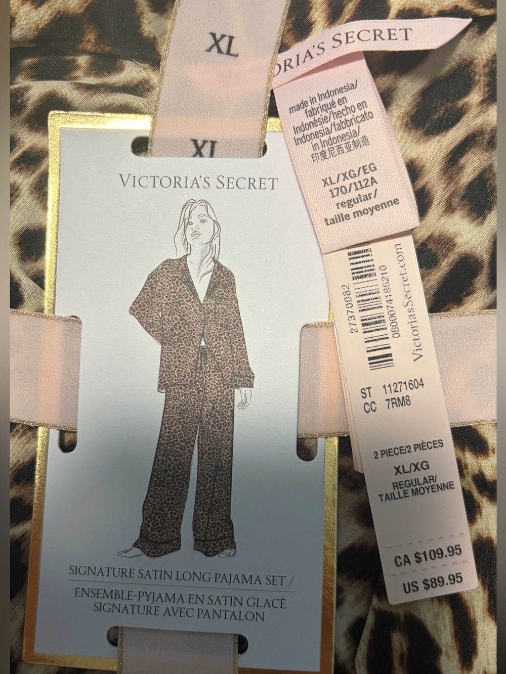 Victoria's Secret XL Leopard Print Satin Long Pajama Set - Picture 2 of 2